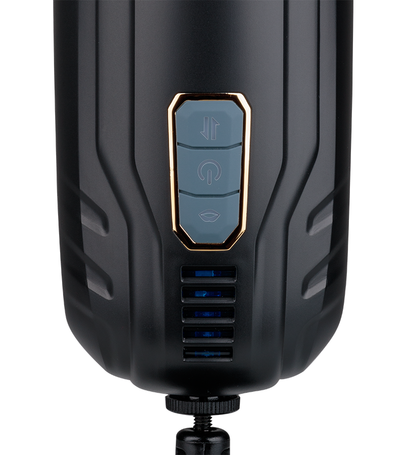 Kimi vibrating and thrusting masturbator with suction action