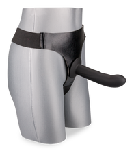 Load image into Gallery viewer, Large black silicone strap on dildo 6.25 inches