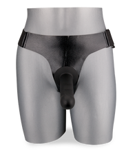 Load image into Gallery viewer, Large black silicone strap on dildo 6.25 inches