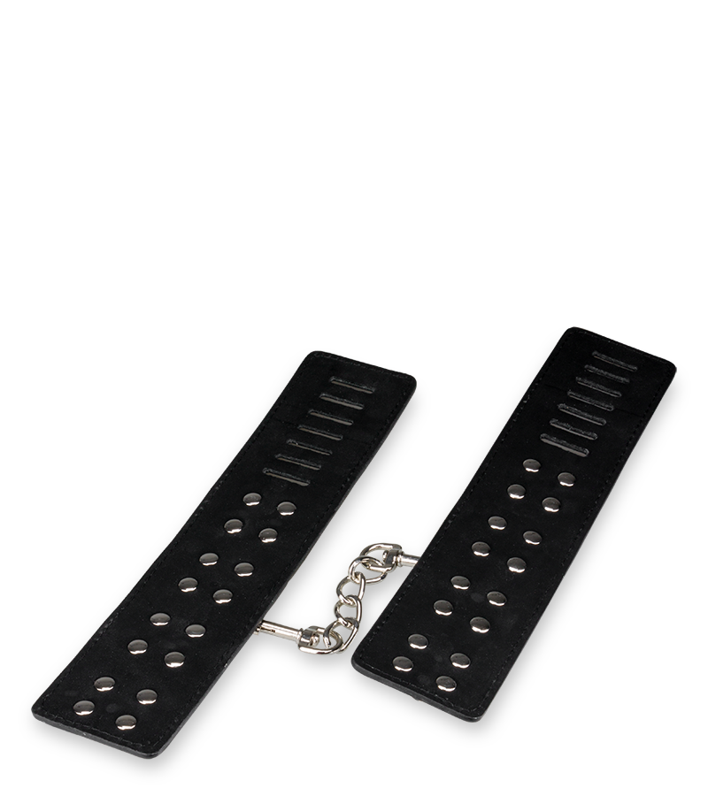 Leather and metal wrist cuffs