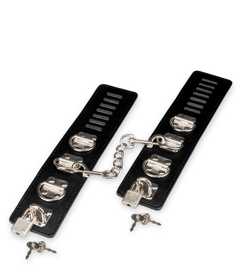 Leather and metal wrist cuffs