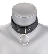 Load image into Gallery viewer, Leather bondage collar with chain lead