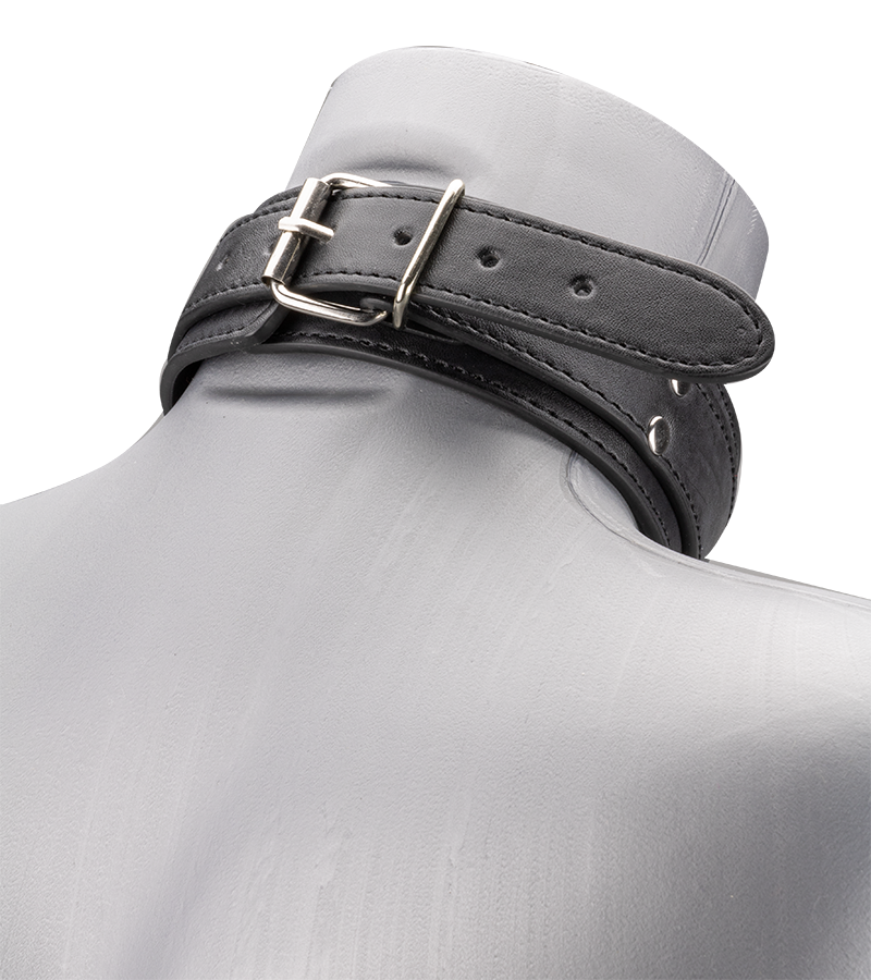 Leather bondage collar with nipple clamps