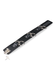 Load image into Gallery viewer, Leather bondage three-ring collar with chain lead