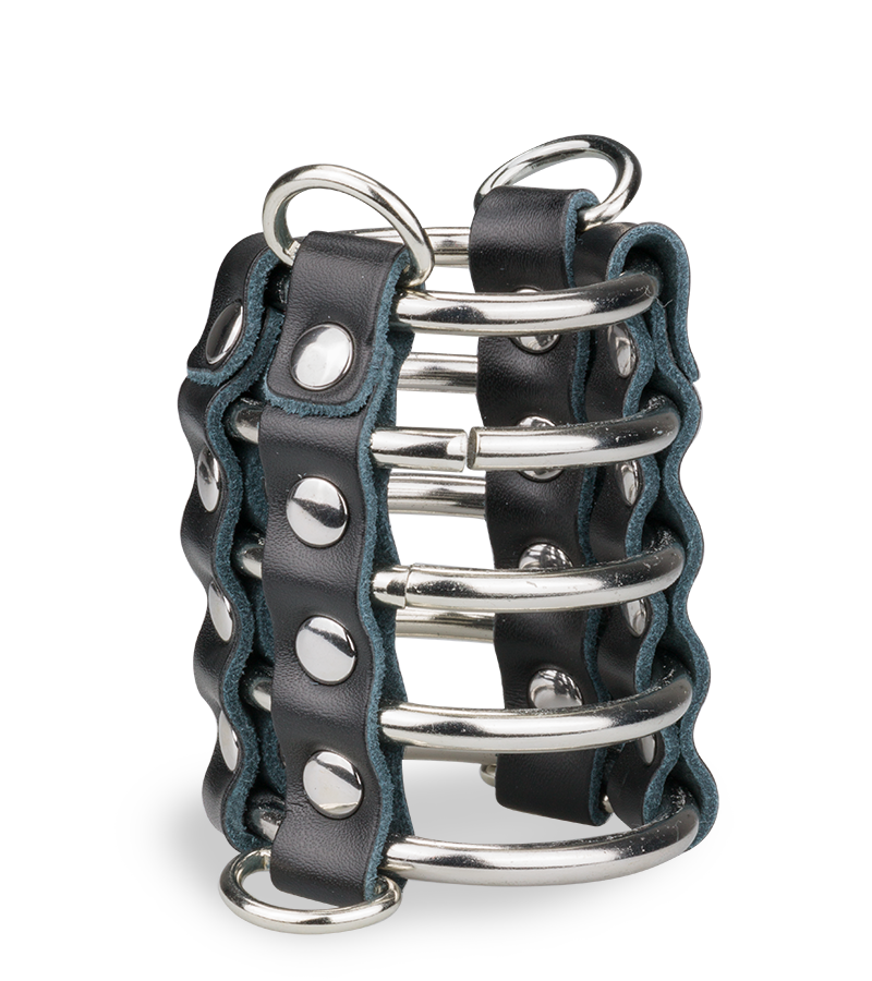 Leather chastity cage for penis