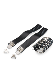 Load image into Gallery viewer, Leather chastity cage for penis