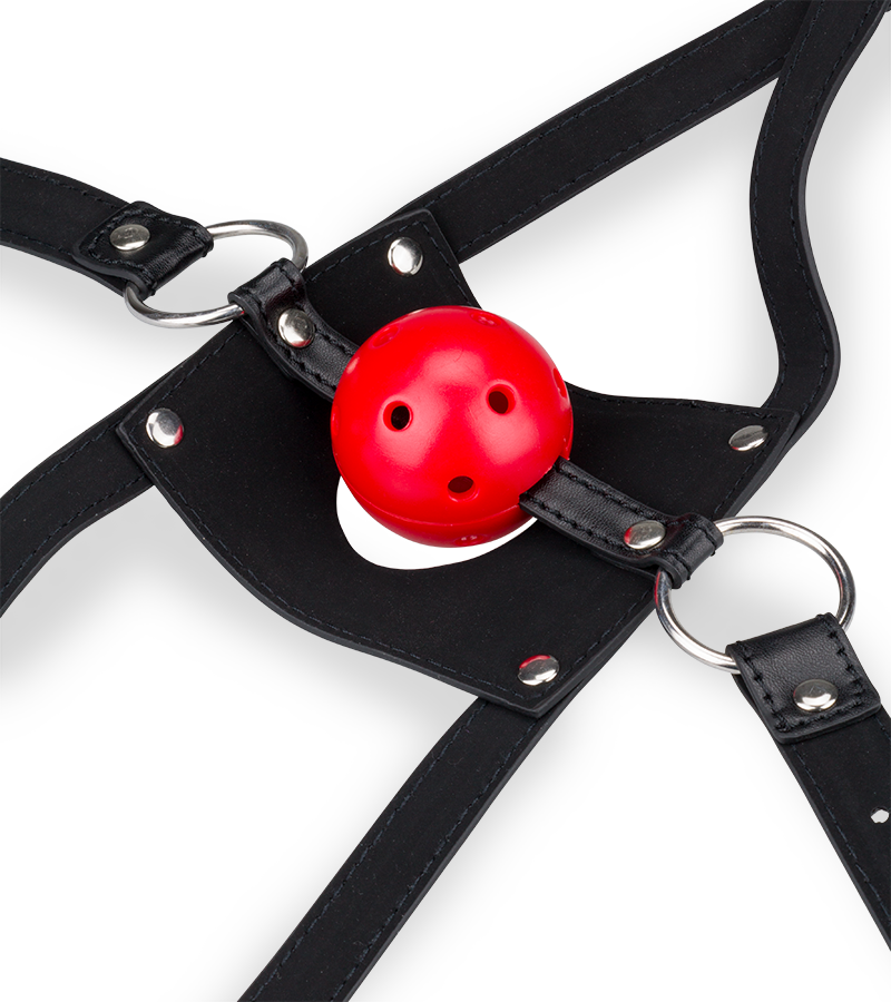 Leather face mask with ball gag