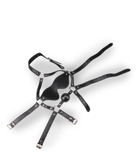 Load image into Gallery viewer, Leather Gag Harness with Blindfold