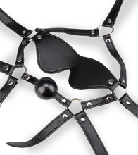Load image into Gallery viewer, Leather Gag Harness with Blindfold