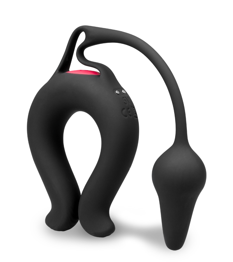 Lucifer vibrating cock ring with butt plug