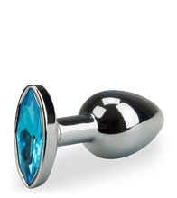 Load image into Gallery viewer, Metal butt plug with oval crystal gem