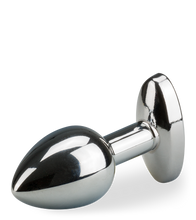 Load image into Gallery viewer, Metal butt plug with oval crystal gem