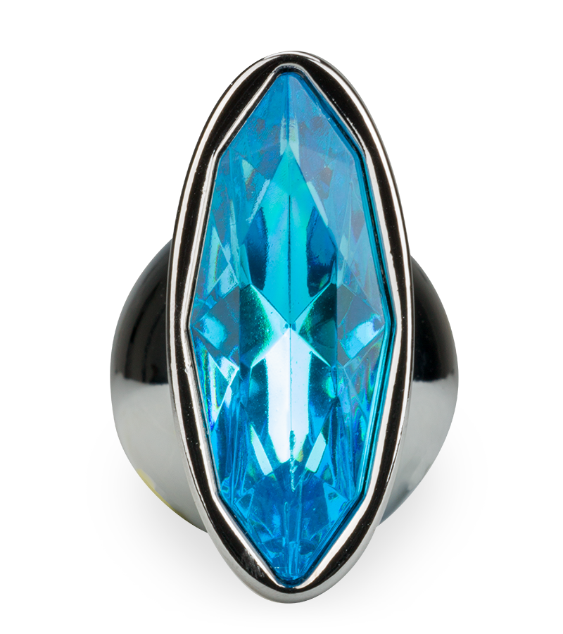 Metal butt plug with oval crystal gem
