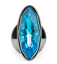 Load image into Gallery viewer, Metal butt plug with oval crystal gem