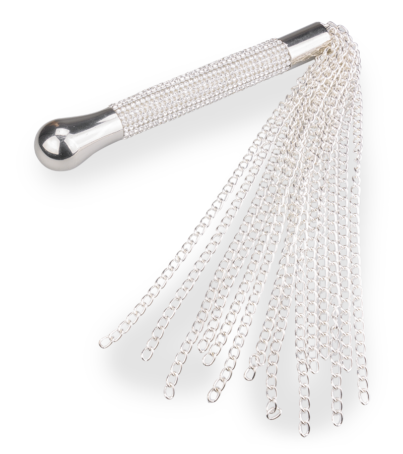 Metal chain flogger with rhinestone handle