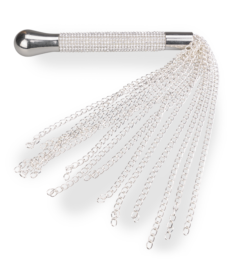 Metal chain flogger with rhinestone handle