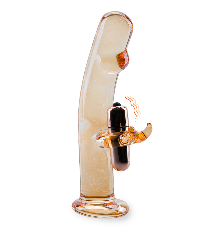 Mr. Pleasure vibrating glass rabbit dildo