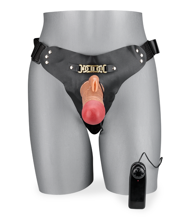 Munoo vibrating hollow strap-on dildo with rabbit stimulator