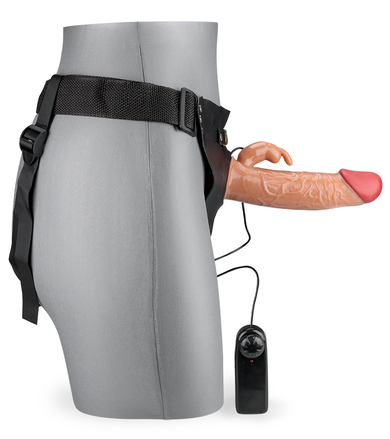 Munoo vibrating hollow strap-on dildo with rabbit stimulator