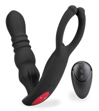 Load image into Gallery viewer, Ode vibrating and thrusting butt plug with testicle massager
