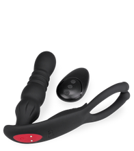 Load image into Gallery viewer, Ode vibrating and thrusting butt plug with testicle massager