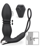 Paolo vibrating and thrusting anal plug with double cockring
