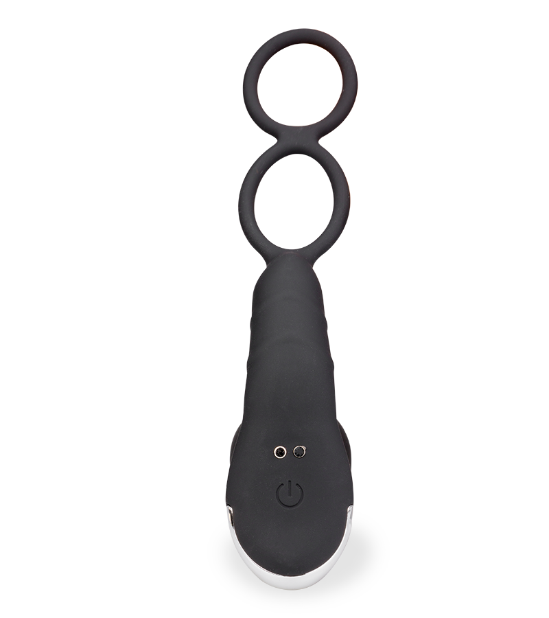 Paolo vibrating and thrusting anal plug with double cockring