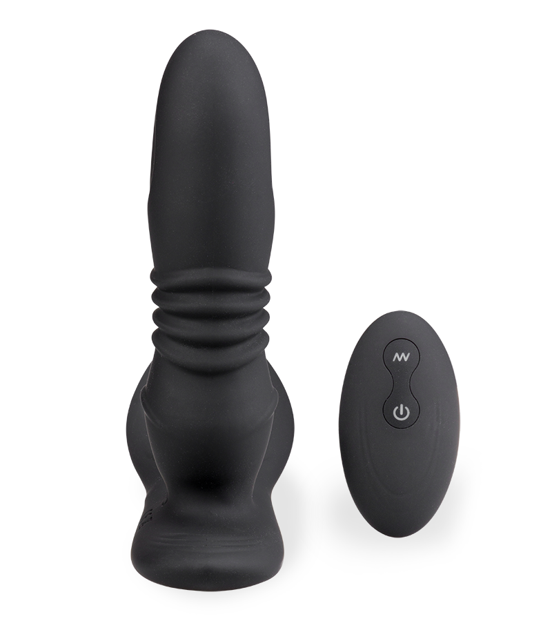 Paris vibrating and thrusting prostate stimulator with testicle massager