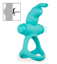 Load image into Gallery viewer, Passionate triple cock ring with vibrating rabbit