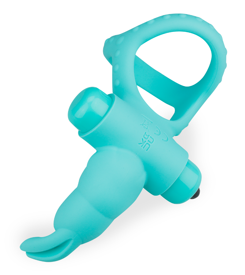 Passionate triple cock ring with vibrating rabbit