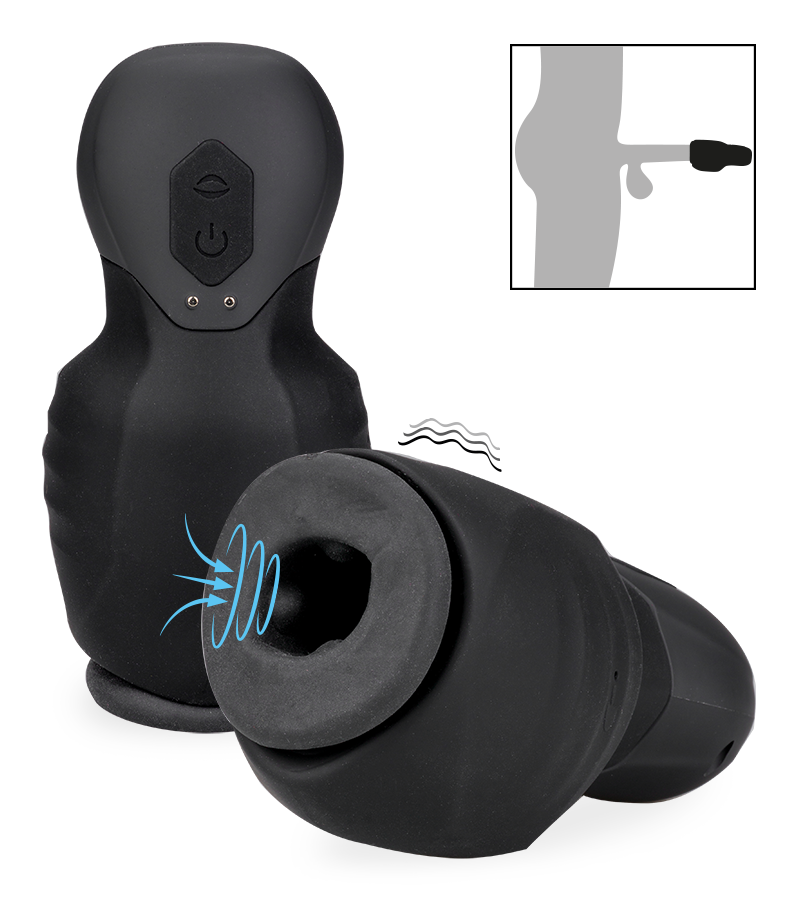 Payne vibrating and sucking penis tip masturbator