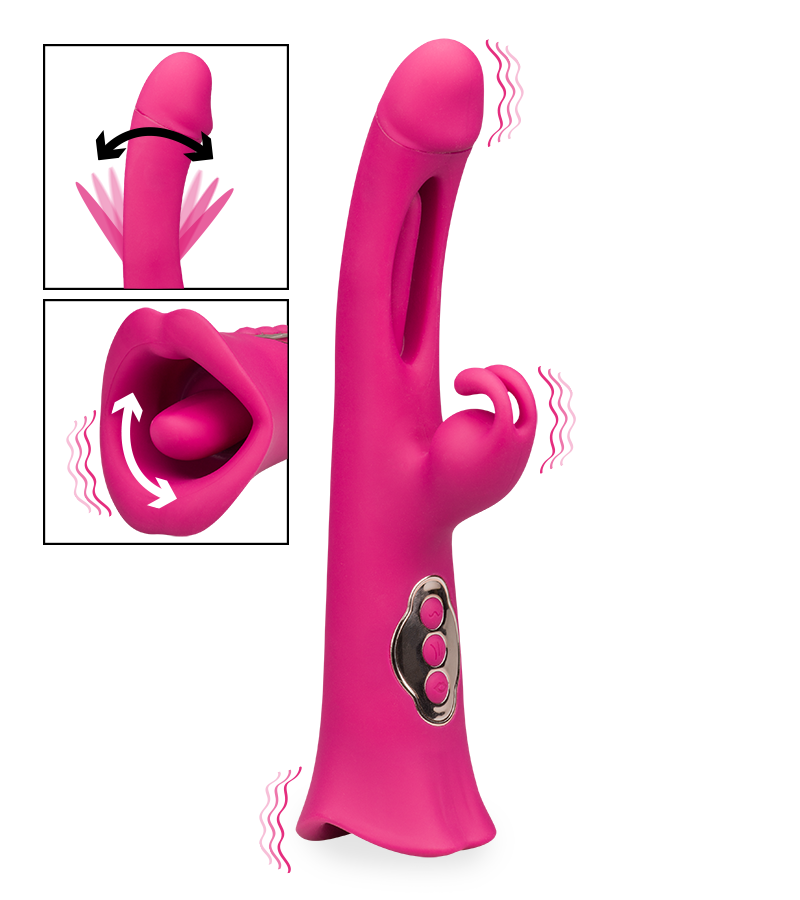 Peace G-spot tapping rabbit vibrator with licking tongue