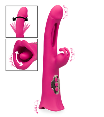 Peace G-spot tapping rabbit vibrator with licking tongue