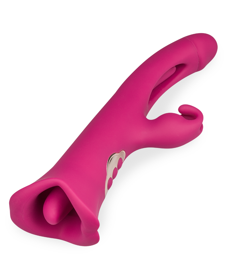 Peace G-spot tapping rabbit vibrator with licking tongue