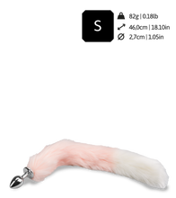 Load image into Gallery viewer, Pink and white faux fur fox tail butt plug