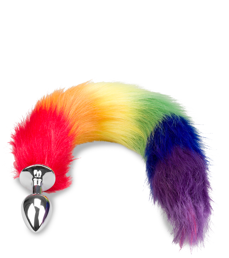 Pride vegan fur fox tail butt plug