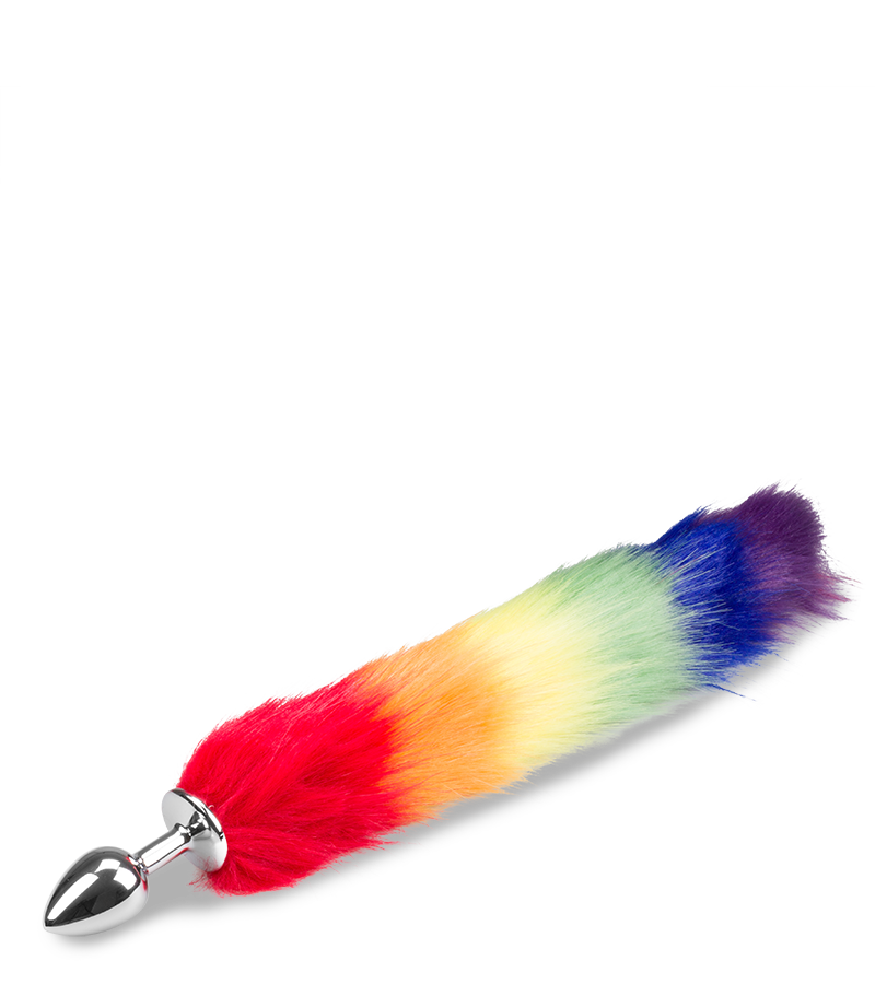 Pride vegan fur fox tail butt plug