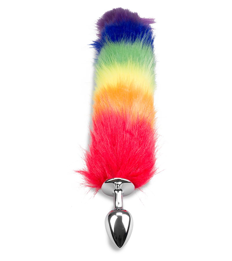 Pride vegan fur fox tail butt plug