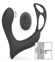 Load image into Gallery viewer, Pro P vibrating prostate massager with double cock ring