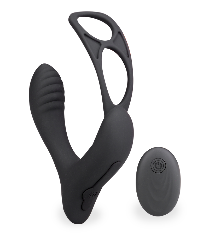 Pro P vibrating prostate massager with double cock ring