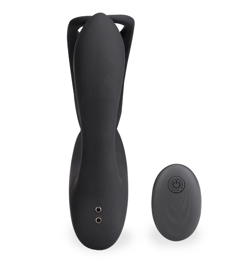 Pro P vibrating prostate massager with double cock ring