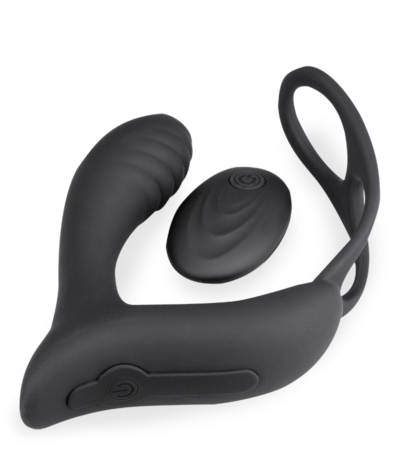 Pro P vibrating prostate massager with double cock ring