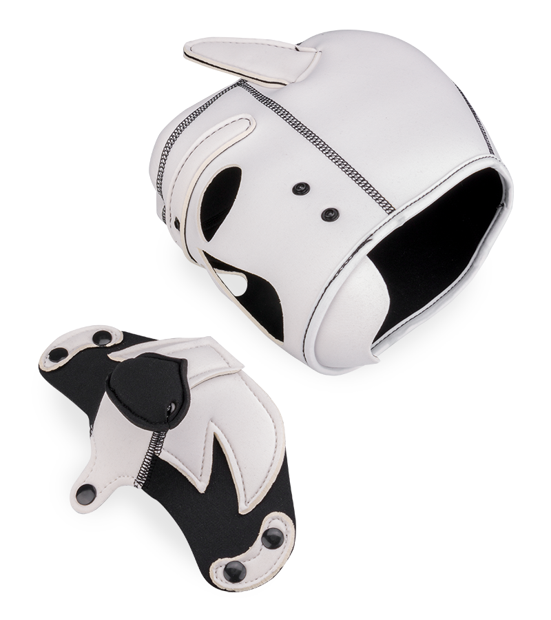 Puppy play neoprene dog hood with moustache