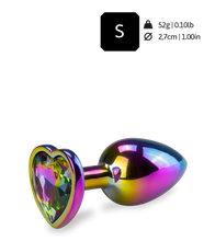 Load image into Gallery viewer, Rainbow heart jewel butt plug -  S