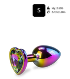 Rainbow heart jewel butt plug -  S
