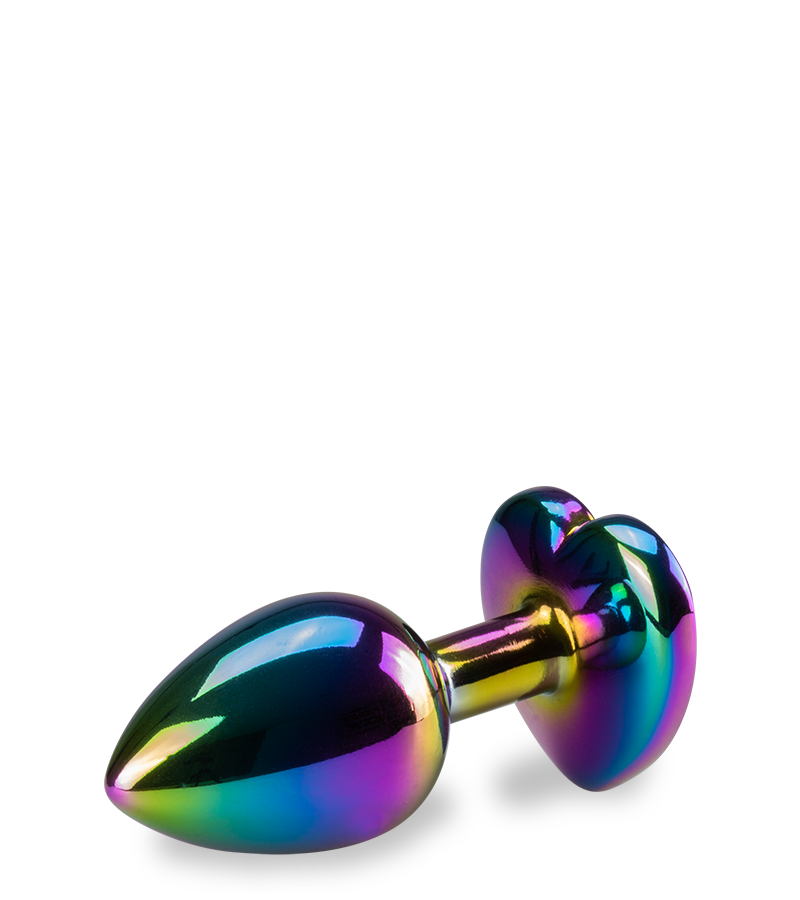 Rainbow heart jewel butt plug -  S