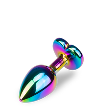 Load image into Gallery viewer, Rainbow heart jewel butt plug -  S