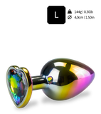 Rainbow heart rosebud jewel butt plug - M