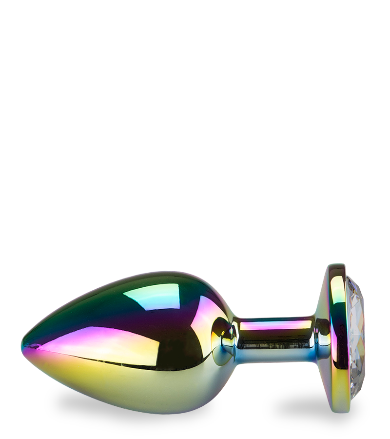 Rainbow heart rosebud jewel butt plug - M