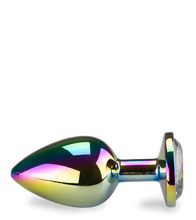Load image into Gallery viewer, Rainbow heart rosebud jewel butt plug - M
